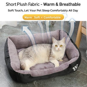 Coussin de couchage doux et moelleux pour chiens et chats, coussin de couchage chaud pour l'hiver, tapis antidérapant, lavable, rectangulaire, nid pour chiot et chaton - Product Image 4