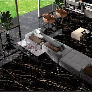 กระเบื้องปูพื้นและผนังพอร์ซเลนสีดำเงาสูงแบบโมเดิร์น หลายขนาด ขัดเงา สำหรับตกแต่งภายในโรงแรมหรูและบ้าน - Product Image 1