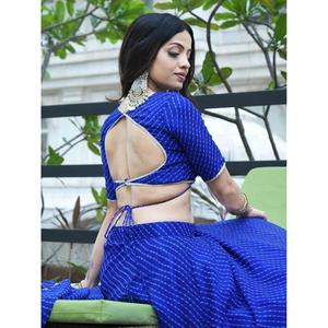Atractivo azul Laheriya estampado Georgette Lehenga Choli - Product Image 4