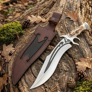 A&M Enterprises Stainless Steel Straight Edge Drop Point Fixed Blade <b>Bone</b> <b>Handle</b> Professional Survival Hunting Bowie <b>Knife</b> - Product Image 1