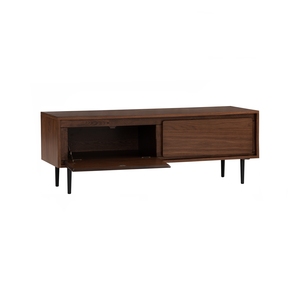 <b>Walnut</b> TV Stand Media Console Wooden Storage <b>Cabinet</b> with Open Doors Metal Legs for Living Room - Product Image 2