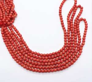 Perles rondes lisses en corail rouge naturel AAA, 4 mm, perles de corail rouge, 15 pouces, perles rondes en corail naturel pour la fabrication de bijoux - Product Image 1