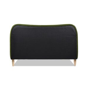 Letto matrimoniale imbottito con piattaforma e testiera curva in stile romano, in velluto performante verde oliva - Product Image 4