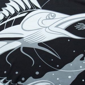 T-shirt de pêche blanc pour garçons, motif rayé, imprimé leurre de bar, design numérique au dos, séchage rapide, 50 85% Polyester + 15% - Product Image 5