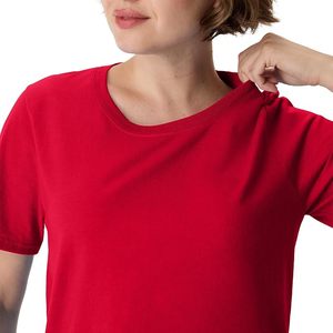 T-shirt à manches courtes pour femme, col rond, couleur unie, style décontracté, 100% coton jersey, coupe classique, toutes saisons - Product Image 3