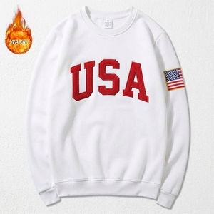 เสื้อสเวตเชิ้ตแขนยาวปักลายตัวอักษร USA ด้านหน้าสำหรับผู้ชาย สวมใส่สบายๆ สไตล์ลำลอง เหมาะสำหรับฤดูหนาว - Product Image 4