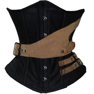 Women's Goth <b>Punk</b> Plus-Size Zipper Leather Lace Corset Shapewear Hip Enhancer Latex Waist Trainer Satin Fabric Quick Dry Firm - Product Image 4