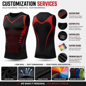 Débardeur de sport personnalisé pour homme, sans manches, compression, fitness, séchage rapide, respirant, léger, performance, entraînement, tricoté - Product Image 4