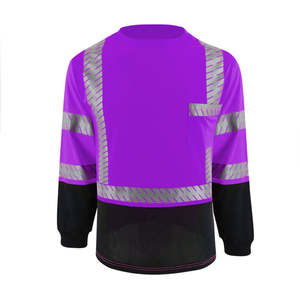 เสื้อยืดก่อสร้างแบบแห้งเร็ว สีเหลือง แขนยาว สำหรับผู้ชาย สะท้อนแสง โพลีเอสเตอร์ เสื้อนิรภัย มีกระเป๋า - Product Image 5