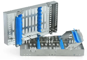 Cassette d'autoclave dentaire manuelle à double étage, réutilisable, en acier inoxydable, certifiée CE, pour instruments chirurgicaux, avec poignée ergonomique - Product Image 6