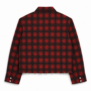 Chemise en flanelle à carreaux rouges pour homme, style streetwear personnalisé, coupe oversize, broderie croix blanche, manches longues, vintage, gothique, punk, boutonnée - Product Image 3