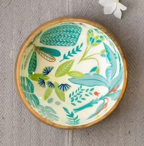 Tazón de Madera Hecho a Mano, Tazón para Frutas y Ensaladas con Diseño Floral Esmaltado, Vajilla Decorativa para Mesa de Cocina, Tazón para Servir - Product Image 1