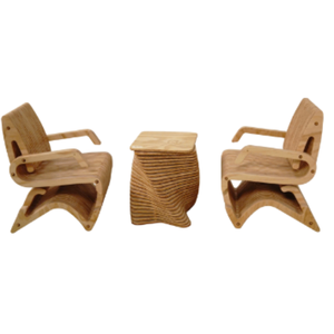 Modern Wood Armchair Set with Side <b>Table</b> for <b>Living</b> Room Decor - Product Image 3