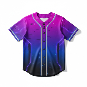 Custom Logo Full Button Up Baseball Jersey Sublimation Printing Dry Fit Durable <b>Mens</b> Apparel Match Team Uniforms - Product Image 1