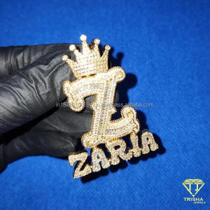 Pendentif couronne personnalisé « O Oliver » serti de diamants de laboratoire, collier hip-hop, bijoux - Product Image 2