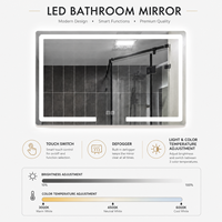 Miroir LED rectangulaire pour salle de bain, miroir mural rétroéclairé pour salle de bain moderne