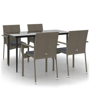 Conjunto de Comedor Modular Grande para Jardín, en Ratán Sintético Negro y Gris - Product Image 2