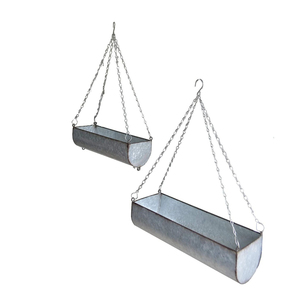 Jardinera Colgante de Hierro Galvanizado de 2 Niveles, Estilo Rústico Vintage, Jardinera Colgante de Metal Galvanizado de 2 Niveles con Cadena en Oferta - Product Image 4