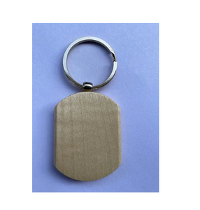Llavero de Madera con Formas Rectangulares, Circulares, Ovaladas y de Corazón, Acabado Natural, Etiquetas Metálicas para Llaveros - Product Image 4