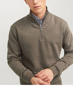 Sweat-shirts classiques pour hommes, style streetwear, col quart zippé, 100% coton, broderie personnalisée, col montant, sweats à capuche pour hommes, service OEM - Product Image 3