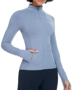 Chaquetas de yoga y fitness transpirables de invierno con cremallera, de secado rápido, para mujer, tallas grandes, ropa deportiva, para equitación, con logo frontal, OEM ODM - Product Image 6