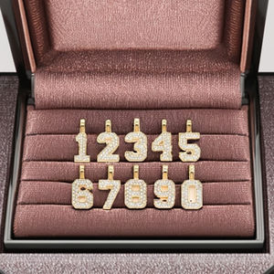 Bijoux en moissanite tendance, argent 925 plaqué rhodium, personnalisé, numéro porte-bonheur, date, pendentif en forme de cœur, cadeau unisexe pour fête - Product Image 4