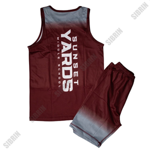 Uniformes de basket-ball personnalisés Sibrin en gros |   Maillots et shorts d'équipe avec logo, nom et numéro |   Ensemble de basket-ball réversible sublimé USA - Product Image 2