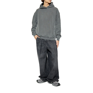 Sudadera con capucha de terciopelo de alta calidad para hombre, color gris, manga larga, estilo casual, con bolsillos. - Product Image 1