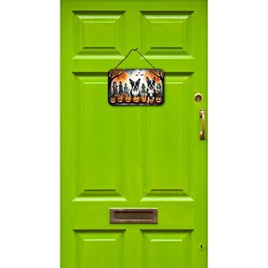 Nouveau Boston Terrier Spooky Halloween aluminium métal tenture murale multicolore 8HX12W pour cuisine salle de bain décoration murale maison Plaque - Product Image 2