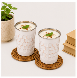 Premium White Powder Coated Pure <b>Copper</b> Tumbler Set with Modern Water Glass for Healthy Hydration & Home Decor - Product Image 4
