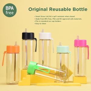 Botella Deportiva Portátil, Vaso de Agua Transparente de Plástico con Pajita para Uso en Exteriores - Product Image 4