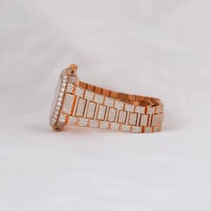 Reloj de Lujo con Diamantes en Oro Rosa, Caja Cuadrada de 36 mm, Analógico de Cuarzo, Unisex, Cierre Desplegable, Esfera de Cristal de Zafiro - Product Image 2