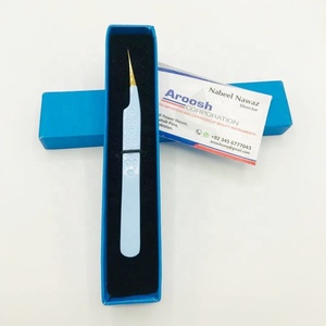 Haute Qualité Professionnel En Acier Inoxydable Bébé Bleu Enduit Extension De Cils Pince À Épiler Pointu Or En Gros Durable Élégant - Product Image 1