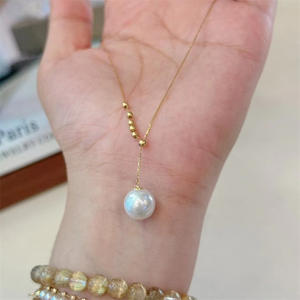 Collar de Perlas de Agua Dulce de Plata S925 para Mujer, para Xiaomi, 3-4 mm, Casi Brillante, Cadena Simple para Bebé con Cadena para Clavícula - Product Image 2