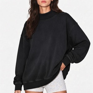 Sweat-shirt décontracté à col montant pour femme, coupe ample, manches longues, style décontracté, doux et confortable pour tous les jours - Product Image 2