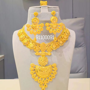 AWAIS HOUSE Collier et Bracelet de Mariage et Fiançailles de Luxe, Plaqué Or, Diamant, Style Hip Hop, Infini, Vintage, Personnalisé, pour Mariée et Tenue de Soirée - Product Image 1