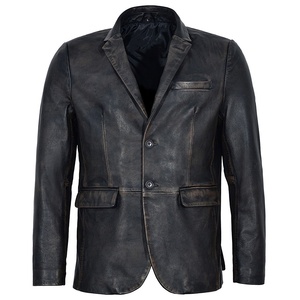 Balazer en cuir pour hommes, nouveau style vintage, noir bronze classique en peau de mouton véritable, grande taille - Product Image 1