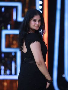 Sari indio elegante y moderno de tela georgette negra, diseño exclusivo, ropa étnica de última moda, blusa moderna para mujer. - Product Image 4