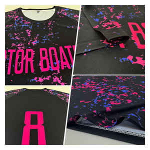 ชุดฟุตบอลแบบซับลิเมชั่นสีดำชมพูฟ้าอ่อน  แบบกำหนดเองได้  ชุดกีฬาฟุตบอลระบายอากาศได้ดี สำหรับทีม - Product Image 5