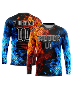 Ensemble de maillots de football personnalisés pour hommes 2026, imprimé flamme, manches courtes, anti-humidité, coupe athlétique, uniforme d'équipe - Product Image 4