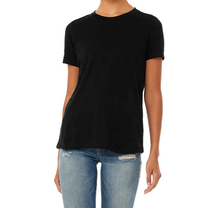 Camiseta de Algodón de Manga Corta y Cuello Redondo para Mujer, Color Sólido, Informal, Transpirable, Corte Regular, Tejido Jersey, para Todas las Temporadas - Product Image 3