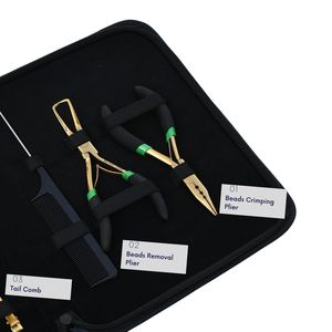 Wholesale Hair Extension Tools Kit Microbeads Remover Crimping Plier Weft Sewing <b>Needle</b> Tail Comb Parting Finger Case Set - Product Image 4