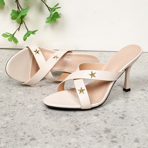 Nuevas Sandalias de Tacón Alto con Punta en Pico y Tiras Cruzadas para Mujer, Modelo 2026, Color Albaricoque, Estilo Mule, para el Verano y el Uso Diario - Product Image 3