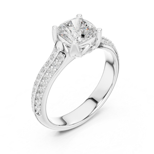 แหวนเพชรทรงกลมทองคำขาว 14K เพชรเพาะเลี้ยงสำหรับสวมใส่ทุกวันสำหรับผู้หญิง |   เพชรที่เพิ่งเพาะเลี้ยง - Product Image 6