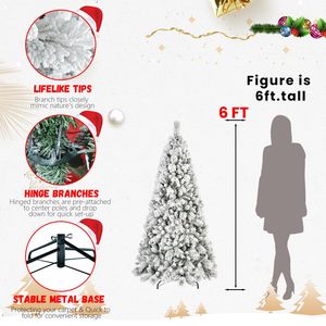 Árbol de Navidad Flocado de 6 pies, 752 puntas, fácil instalación, soporte de Metal estable, árbol de vacaciones de cuerpo completo realista, aguja dura de PVC nevado - Product Image 5