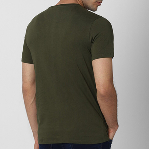 T-shirt à manches courtes pour homme, vert olive, col rond, coupe classique, imprimé à pois, jersey de coton, haut décontracté - Product Image 2
