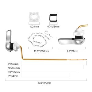 Kit Universale di Ricambio per Maniglia WC in Acciaio Inossidabile, Montaggio Laterale con Catena e Leva per Cassetta, Accessorio per Toilette - Product Image 1