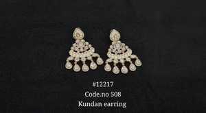Pendientes Colgantes Kundan 12217, Pendientes con Dijes de Esmalte Chapados en Oro, Piedra Tallada en Forma de Pera, Joyería Kundan para Bodas y Fiestas - Product Image 4