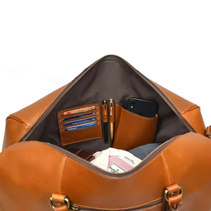 Factory Rate Pure Genuine <b>Leather</b> Premium Fashion Heavy Duty Large Fitness Travel Duffle <b>Bag</b> with Zipper Closure - Product Image 4