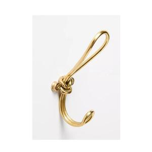 Gancho de pared moderno de latón dorado con nudo minimalista, colgador de doble púa, soporte creativo nórdico para toallas, batas y llaves - Product Image 3